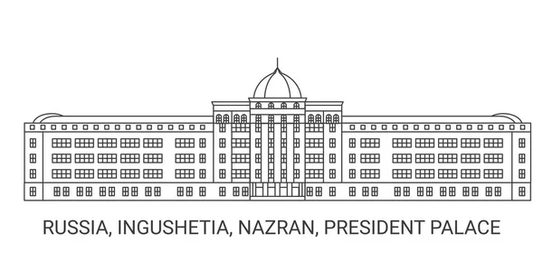 Ρωσία Ινγκουσετία Ναζράν Πρόεδρος Palace Ταξιδιωτική Απεικόνιση Διάνυσμα Γραμμή Ορόσημο — Διανυσματικό Αρχείο