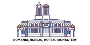 Romanya, Horezu ve Horezu Manastırı tarihi sınır çizgisi illüstrasyonunda seyahat ediyorlar