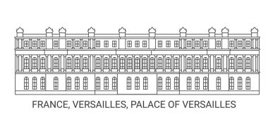 Fransa, Versailles, Versailles Sarayı, seyahat çizgisi vektör ilüstrasyonu