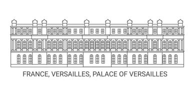 France, Versailles, Palace Of Versailles, travel landmark line vector illustration clipart