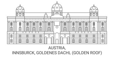 Avusturya, Innsburck, Goldenes Dachl Altın Çatı seyahat çizgisi çizelgesi çizimi