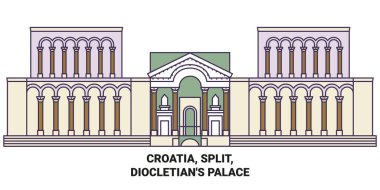 Hırvatistan, Split ve Diocletians Sarayı tarihi sınır çizgisi illüstrasyonu