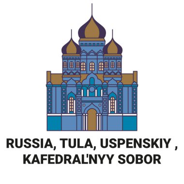Rusya, Tula, Uspenskiy, Kafedralnyy Sobor seyahat çizgisi vektör ilüstrasyonu