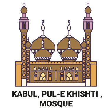 Afganistan, Kabil, Pule Khishti, Cami seyahat çizgisi çizelgesi çizimi