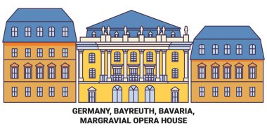 Almanya, Bayreuth, Bavyera, Margravial Opera Evi Seyahat Hattı vektör çizelgesi çizimi