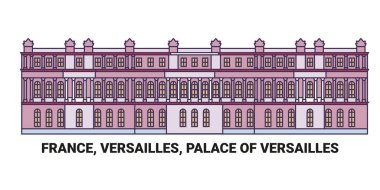 Fransa, Versailles, Versailles Sarayı, seyahat çizgisi vektör ilüstrasyonu