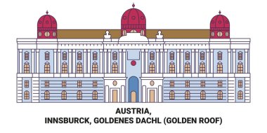 Avusturya, Innsburck, Goldenes Dachl Altın Çatı seyahat çizgisi çizelgesi çizimi