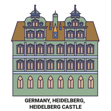 Almanya, Heidelberg, Heidelberg Şatosu seyahat çizgisi çizelgesi çizimi
