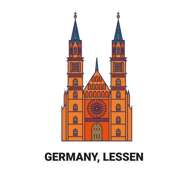 Deutschland Lessen Kirche Reise Meilenstein Linie Vektor Illustration — Stockvektor