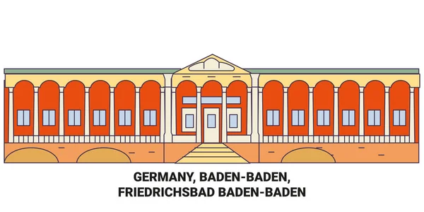 Germany Badenbaden Friedrichsbad Badenbaden Travel Landmark Line Vector Illustration — Stock Vector