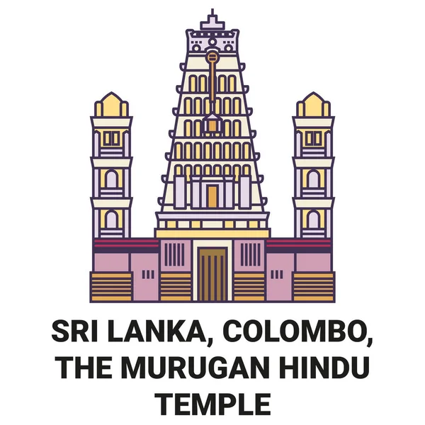Sri Lanka Colombo Temple Hindou Murugan Voyage Illustration Vectorielle Ligne — Image vectorielle