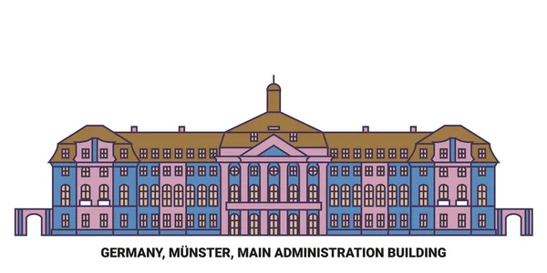 Германия Мюнстер Главное Управление Строительство Путевых Векторных Иллюстраций — стоковый вектор