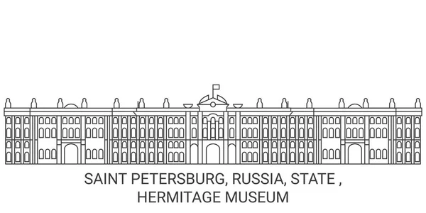 Russland Sankt Petersburg Staat Eremitage Museum Reise Grenzstein Linienvektorillustration — Stockvektor