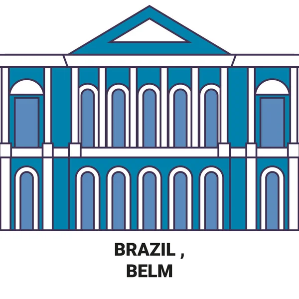Brasilien Belm Resa Landmärke Linje Vektor Illustration — Stock vektor