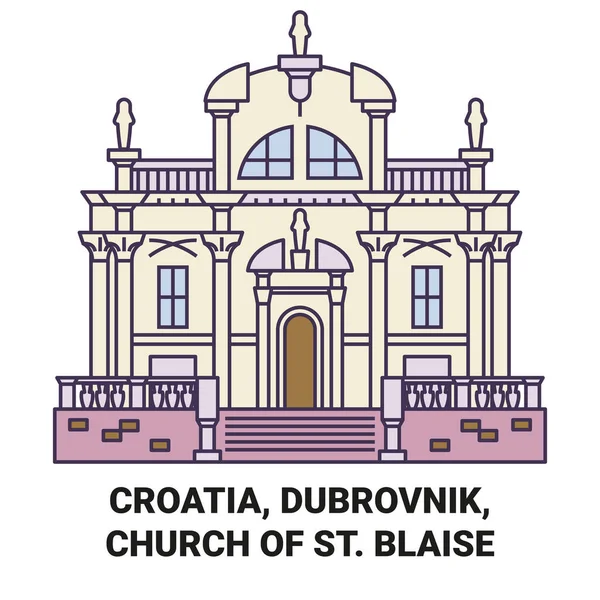 Croatie Dubrovnik Eglise Blaise Illustration Vectorielle Ligne Voyage — Image vectorielle