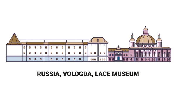Rosja Wolonia Muzeum Koronki Podróże Punkt Orientacyjny Linia Wektor Ilustracja — Wektor stockowy