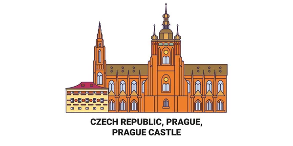 República Checa Praga Praga Castelo Viagens Marco Linha Vetor Ilustração — Vetor de Stock