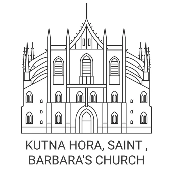 捷克共和国 Kutna Hora Saint Barbaras Church Travel Landmark Line Vector — 图库矢量图片