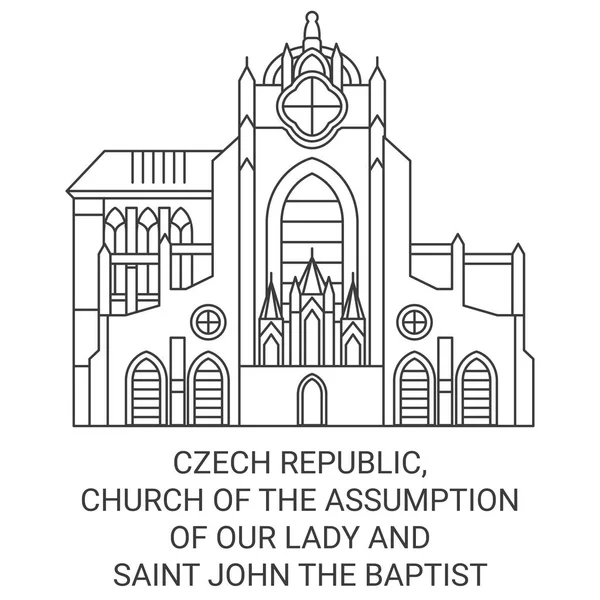 Czechy Kościół Wniebowzięcia Najświętszej Marii Panny Jana Chrzciciela Podróży Punkt — Wektor stockowy