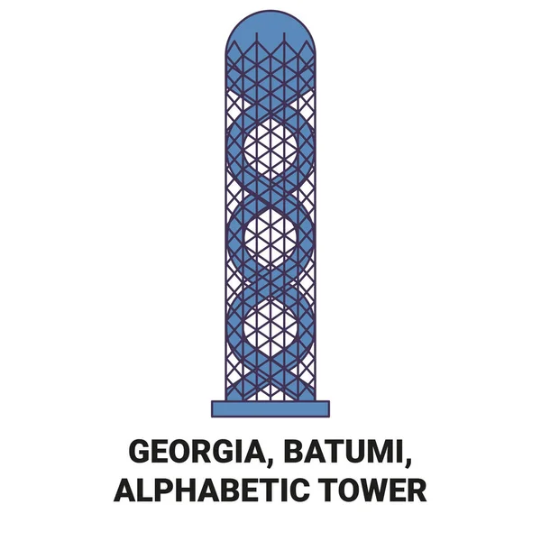 Georgia Batumi Alphabetic Tower Immagini Vettoriali Linee Guida Viaggi — Vettoriale Stock