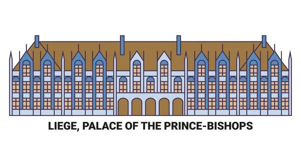 Belgien Liege Palace Princebishops Resa Landmärke Linje Vektor Illustration — Stock vektor
