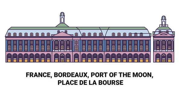Frankreich Bordeaux Port Moon Reise Meilenstein Linienvektorillustration — Stockvektor