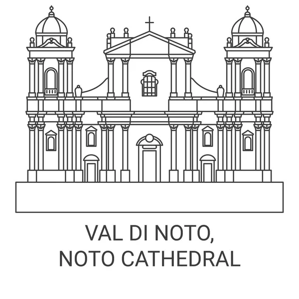 Italia Val Noto Noto Catedral Viaje Hito Línea Vector Ilustración — Vector de stock