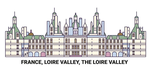 France Val Loire Vallée Loire Illustration Vectorielle Ligne Voyage — Image vectorielle