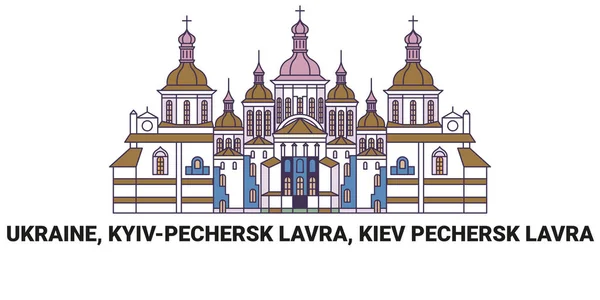 Ukrayna Kiev Pechersk Lavra Seyahat Çizgisi Çizgisi Illüstrasyonu — Stok Vektör