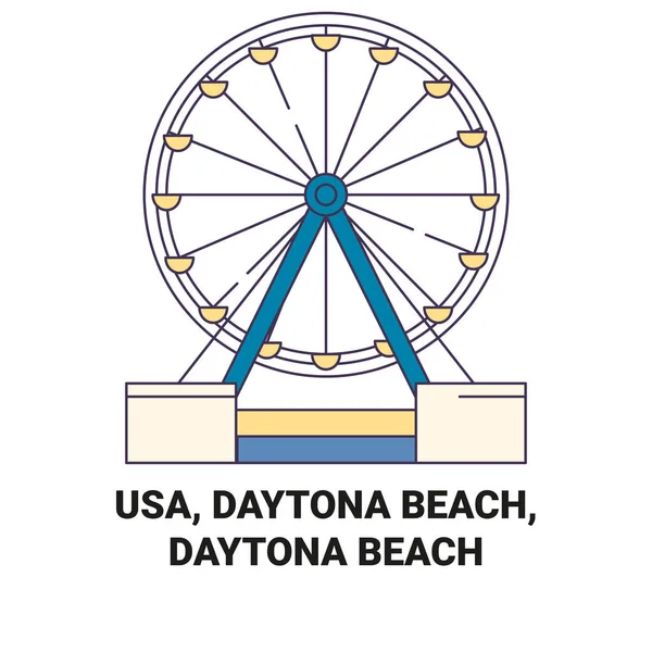 Usa Daytona Beach Daytona Beach Resor Landmärke Linje Vektor Illustration — Stock vektor