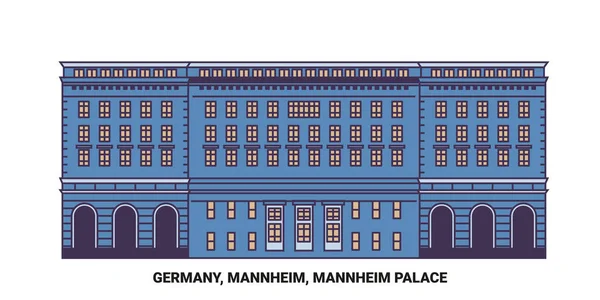 Γερμανία Mannheim Mannheim Palace Ταξίδια Ορόσημο Γραμμή Διανυσματική Απεικόνιση — Διανυσματικό Αρχείο