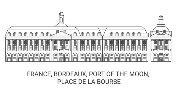 Franciaország Bordeaux Port Moon Utazás Mérföldkő Vonal Vektor Illusztráció — Stock Vector