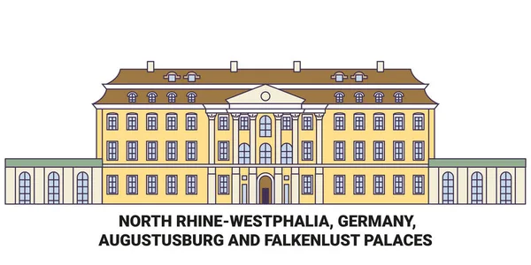 Německo Augustusburg Falkenlust Paláce Cestování Orientační Linie Vektorové Ilustrace — Stockový vektor