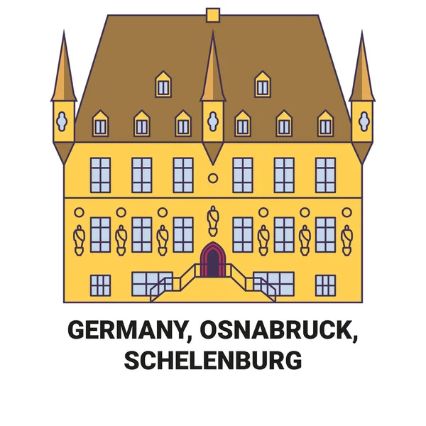 Deutschland Osnabrück Schelenburg Reise Meilenstein Linienvektorillustration — Stockvektor