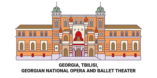 Georgia Tiflis Ópera Nacional Georgia Teatro Ballet Viaje Hito Línea — Archivo Imágenes Vectoriales