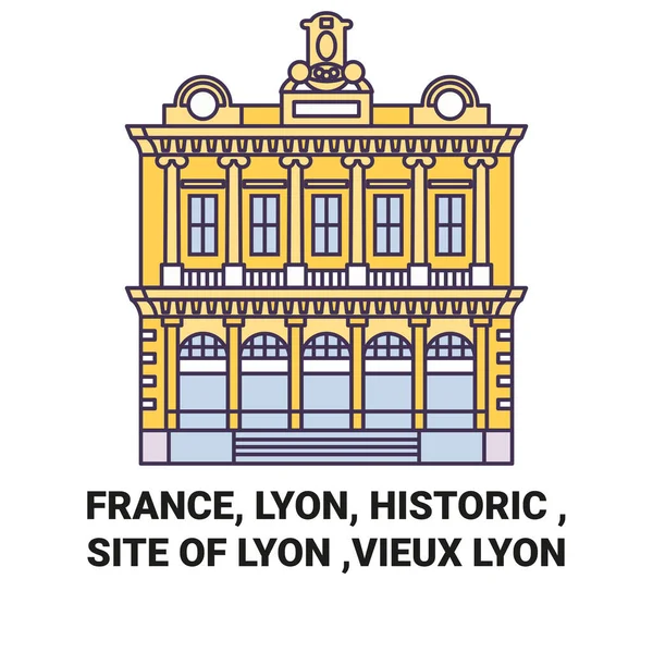 França Lyon Histórico Site Lyon Vieux Lyon Viagem Marco Ilustração —  Vetores de Stock