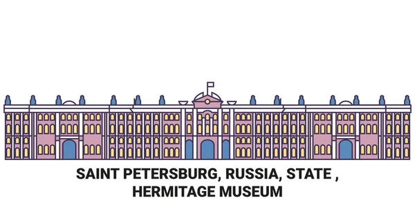 Ryssland Sankt Petersburg Stat Hermitage Museum Resa Landmärke Linje Vektor — Stock vektor