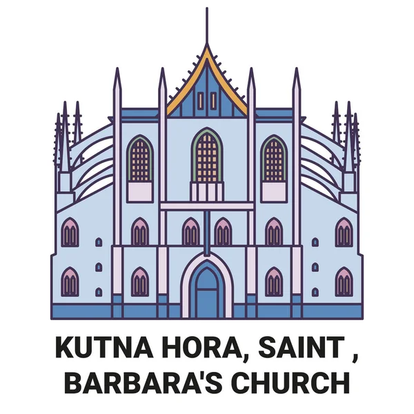 República Checa Kutna Hora Santo Barbaras Iglesia Viaje Hito Línea — Archivo Imágenes Vectoriales