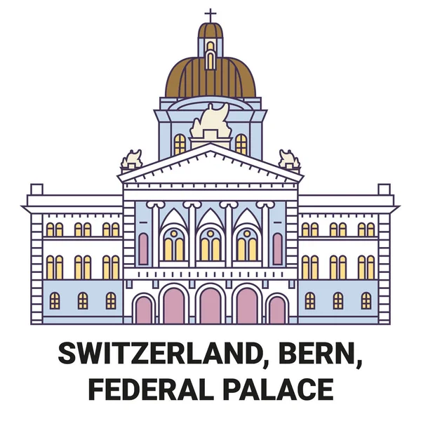 Швейцария Берн Федеральный Дворец Векторная Векторная Иллюстрация — стоковый вектор