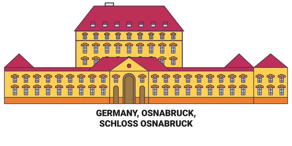 Germania Osnaburuck Schloss Osnabruck Viaggi Punto Riferimento Linea Vettoriale Illustrazione — Vettoriale Stock