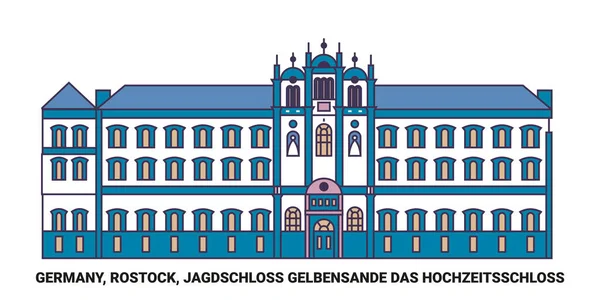 Germany Rostock Jagdschloss Gelbensande Das Hochzeitsschloss Travel Landmark Line Vector — 스톡 벡터