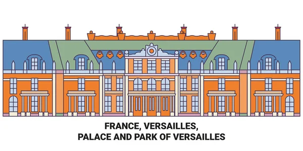France Versailles Palace Park Versailles Travel Landmark Line Vector Illustration — Stock Vector