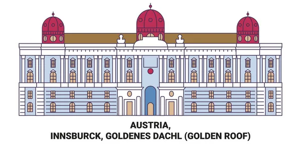 Αυστρία Innsburck Goldenes Dachl Golden Roof Ταξίδια Ορόσημο Γραμμή Διανυσματική — Διανυσματικό Αρχείο