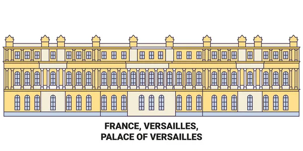 Francia Versalles Palacio Versalles Recorrido Hito Línea Vector Ilustración — Vector de stock