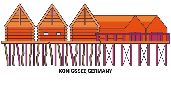 Deutschland Königssee Reise Meilenstein Linie Vektor Illustration — Stockvektor