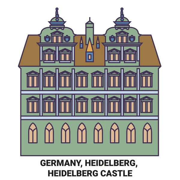 Almanya Heidelberg Heidelberg Şatosu Seyahat Çizgisi Çizelgesi Çizimi — Stok Vektör