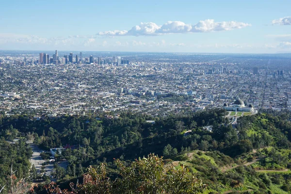 Los Angeles Şehir Merkezinden Griffith Park Tepesinden Bir Manzara — Stok fotoğraf