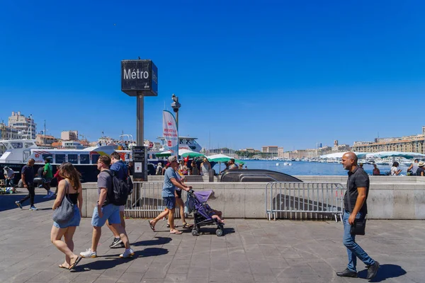 Marseille Francja Sierpnia 2022 Widok Stary Port Port Vieux Jest — Zdjęcie stockowe