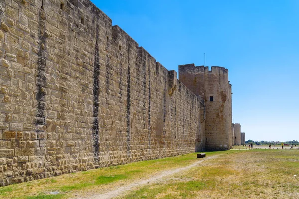 Remnants Old Medieval Wall Towers Aigues Mortes France — Stock Photo, Image