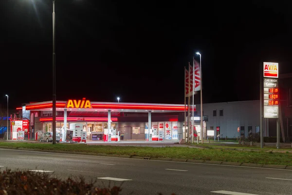 Oldenzaal Pays Bas Novembre 2022 Station Essence Avia Nuit — Photo